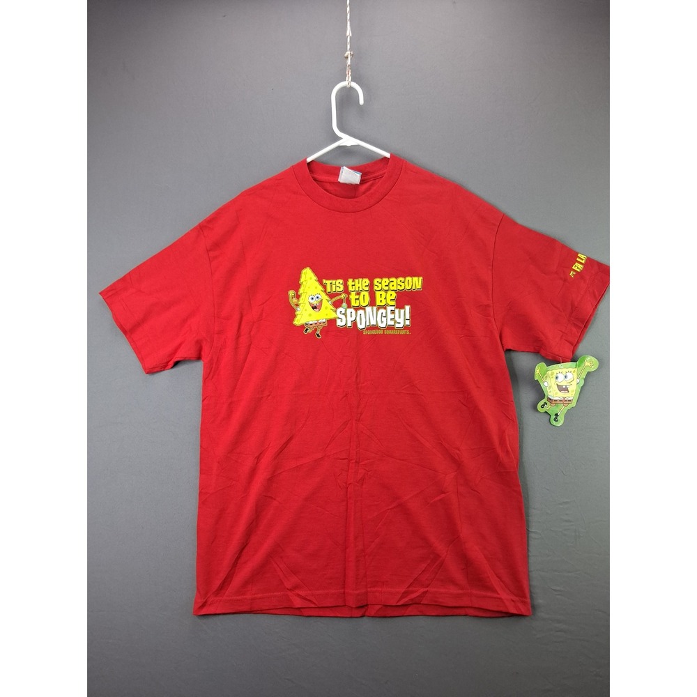 SpongeBob SquarePants T-Shirt Mens XL Red Christmas Holiday Graphic Tee NWT